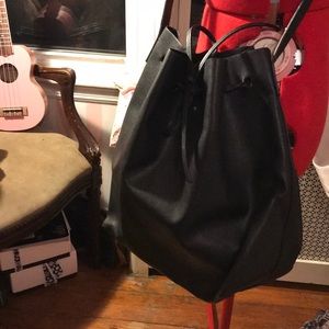 Faux leather bucket bag